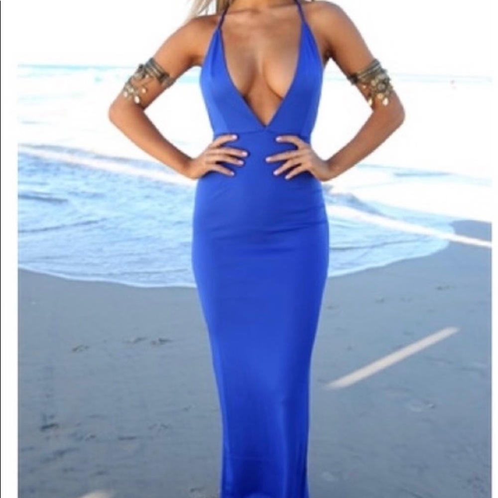 SABOSKIRT blue Aries maxi dress NWT